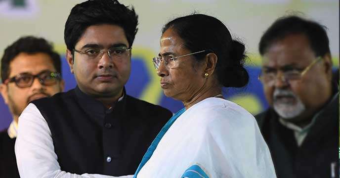 Mamata Banerjee and Abhishek Banerjee at a political rally