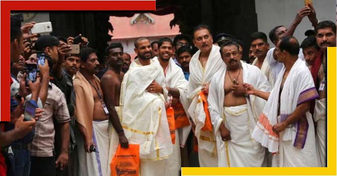 Team India players at the Sri Padmanabhaswamy Temple