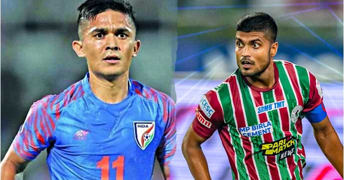 ATK Mohun Bagan and Bengaluru FC players in action during a football match