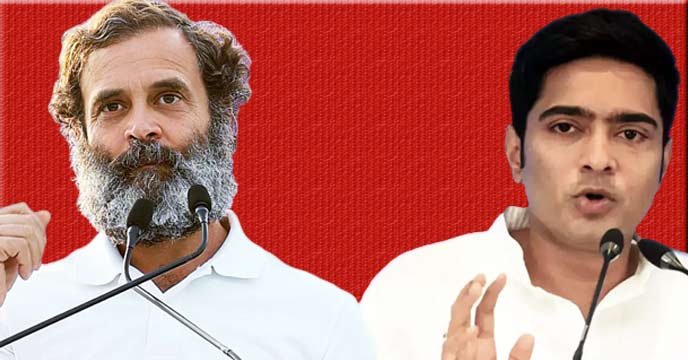 Abhishek Banerjee and Rahul Gandhi at a political rally