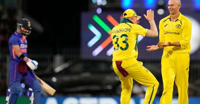 India vs Australia 3rd ODI match being played on a cricket ground