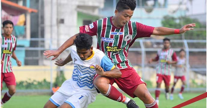 Mohun Bagan celebrating victory after defeating Surachi Sangha in the Reliance Development League match