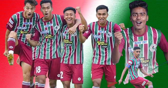 Mohun Bagan football team posing for a group photo