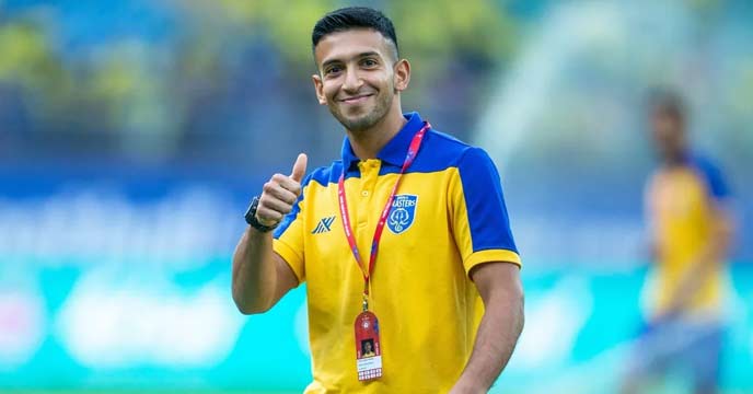 Sahal Abdul Samad, Indian football star, in action during a match