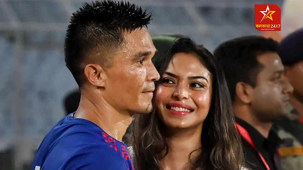 Sunil Chhetri with his wife