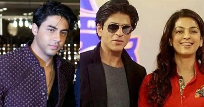Aryan Khan and Juhi Chawla in a Photo