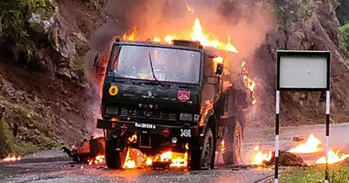 Poonch Terrorist Attack - Image of the aftermath of the attack