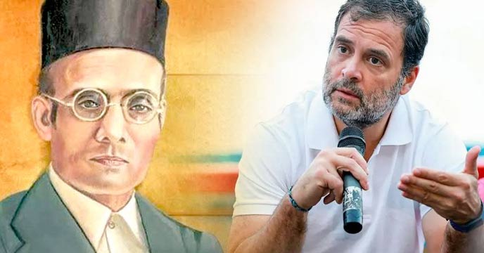 Rahul Gandhi and Veer Savarkar pictured side-by-side