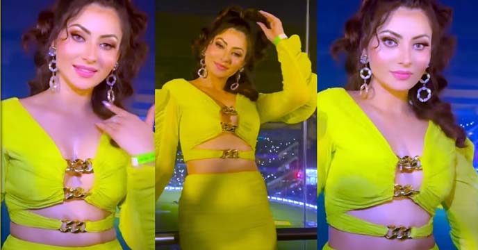 Urvashi Rautela enjoying IPL match in a traditional attire