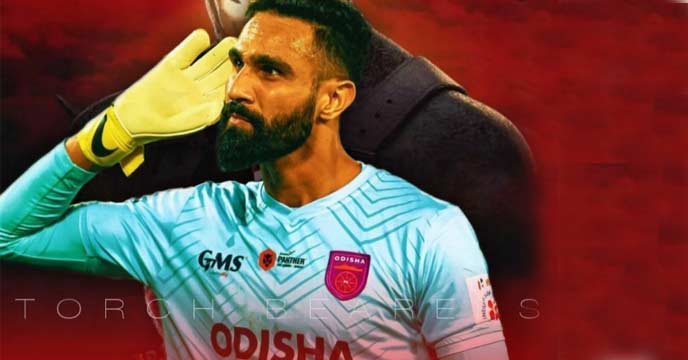 Odisha FC goalkeeper Amarinder Singh in action