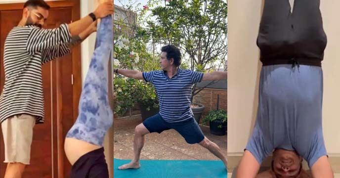 Indian Cricket Circles Celebrate International Day of Yoga with Enthusiasm