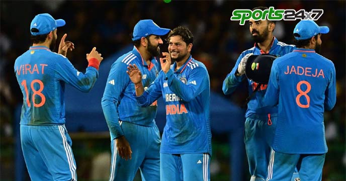 Virat Kohli, Shubman Gill, Rohit Sharma, Ravindra Jadeja, and Bumrah Shine