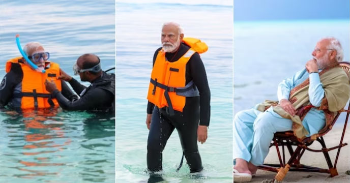 Pm Modi snorkeling in Lakshadweep