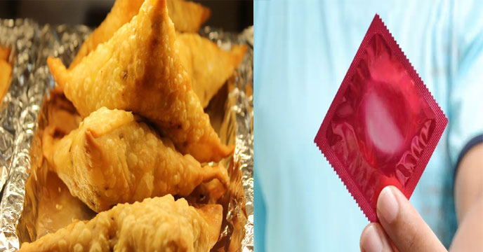 condom in samosa