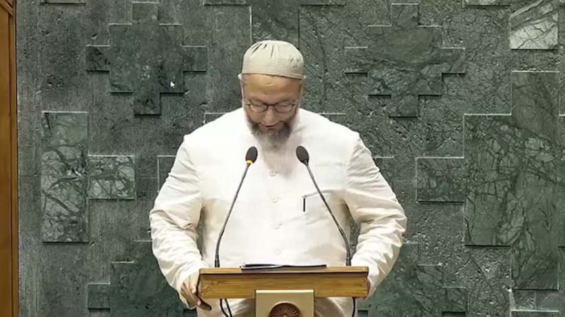 asaduddin owaisi says jai palestine while taking oath as lok sabha mp, ভারতীয় সংসদে উঠল 'জয় প্যালেস্তাইন' স্লোগান, আসাদউদ্দিন ওয়েইসির কাণ্ডে হইহই
