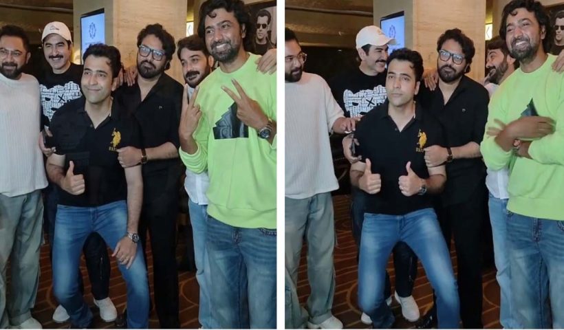 Dev Jeet Abir Jeeshu Akhush appeared at the special screening of ayogya at invitation of Prasenjit Rituparna
