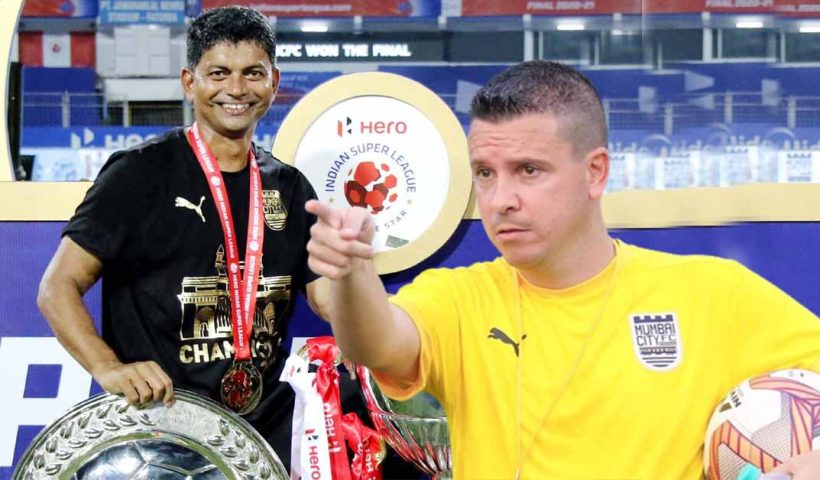 Anthony Fernandes from Mumbai FC, Coach Sergio Lobera