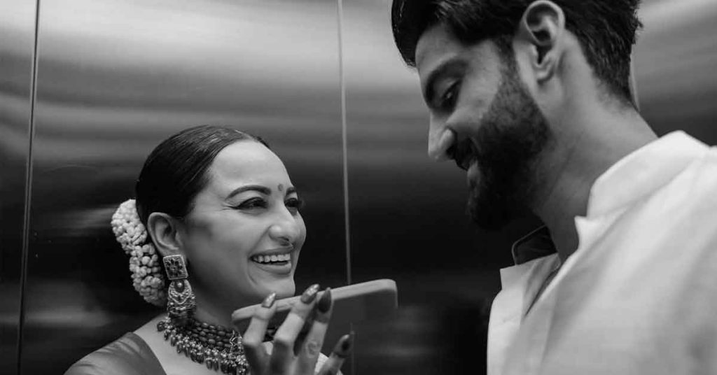 Sonakshi and Zaheer listen to a voice note from SRK