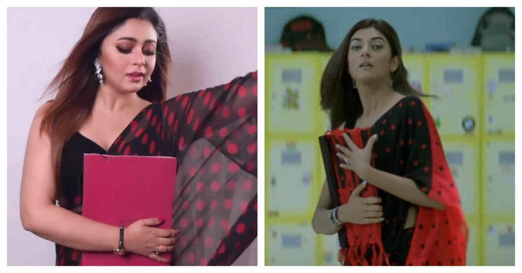 Sushmita Sen in 'Main Hoon Na' and Ritabhari Chakraborty recreating that look