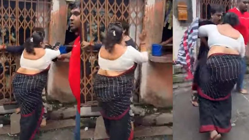 tmc councillor sunanda sarkar slapping party leader in kolkata , মন্ত্রী ঘনিষ্ঠ দলের যুব সভাপতি কেদার দাসকে ঠেসে ধরে সপাটে চড় তৃণমূল কাউন্সিলর সুনন্দা সরকারের