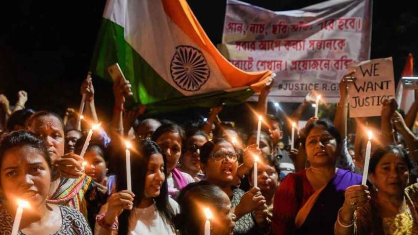 Hathras family stans for the support of RG Kar case family