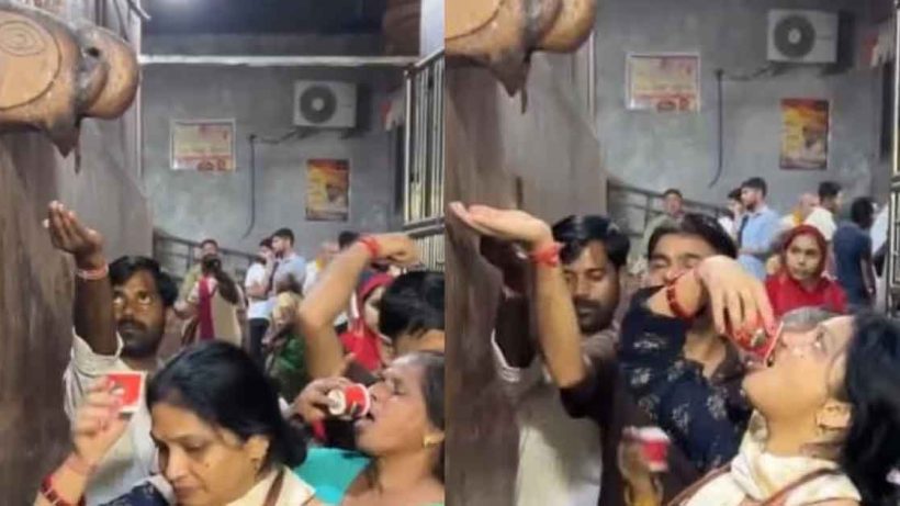 Vrindavan temple ac water drinking by pilgrimers