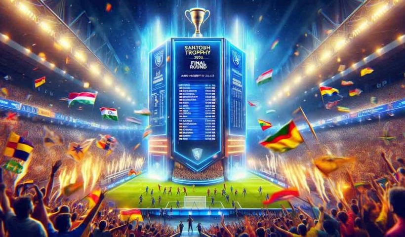 vibrant and energetic scene of the Santosh Trophy 2024 Final Round announcement