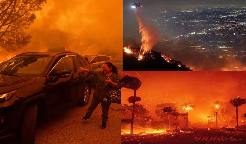 Wildfire sweeps through Hollywood Hills