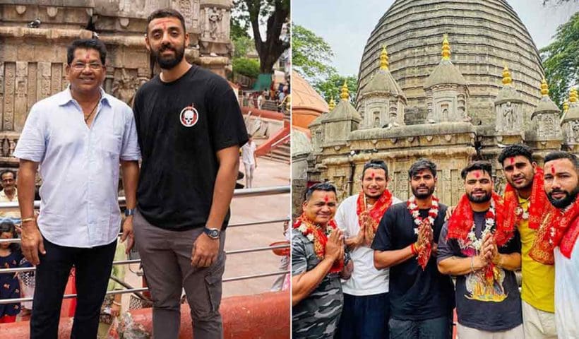 ipl-2025-kkr-players-visit-maakamakhya-temple-guwahati-before-rr-vs kkr-match