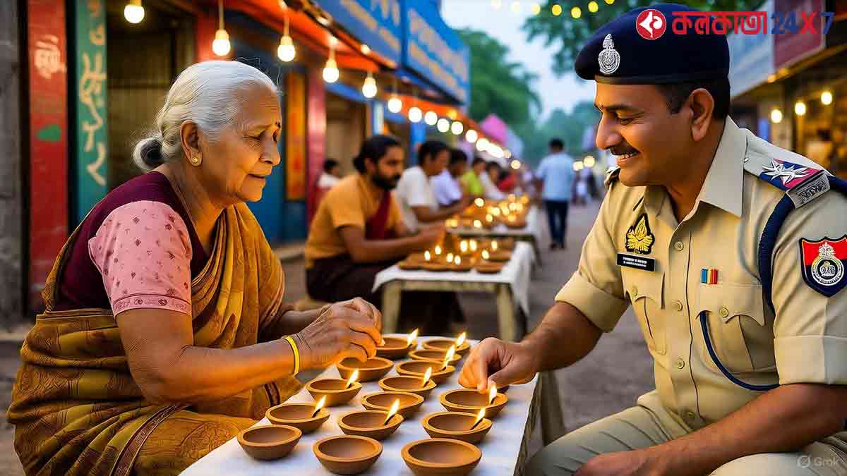 On Dhanteras in Hapur, UP, police officer Vijay Gupta bought all clay lamps from an elderly woman’s unsold stall, spreading light and hope while supporting local artisans.
