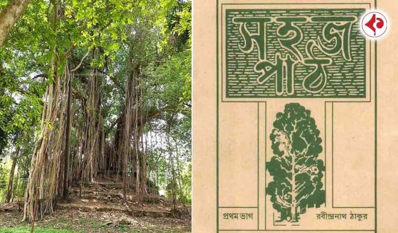 Discover the untold story of Santiniketan’s “Three Hill Banyan Tree” seen on the cover of Sahaj Path. Planted by Debendranath Tagore and nurtured by Rabindranath, it remains a living symbol of Bengali heritage.