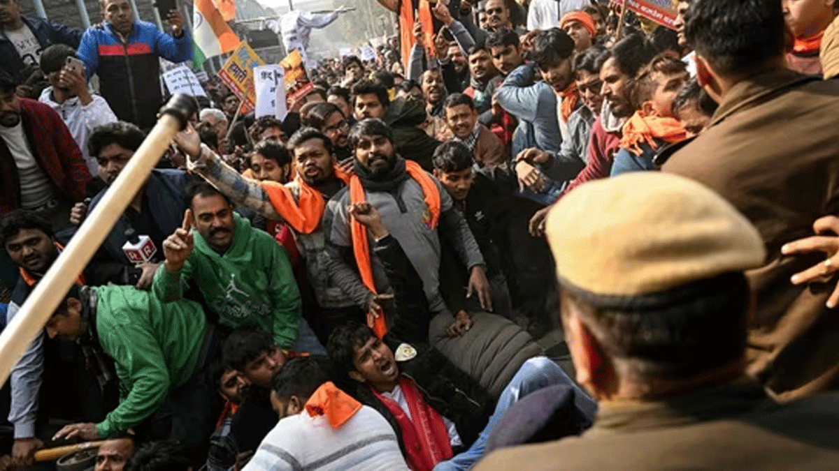 Protests Outside Bangladesh High Commission In Delhi