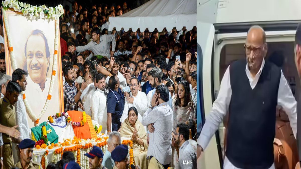 Sharad Pawar at Ajit Pawar last rites