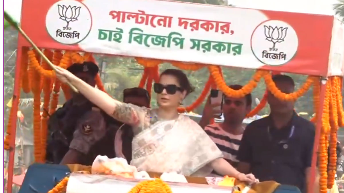 Kangana Draws Attention at BJP Rally in Suvendu Adhikari’s Stronghold
