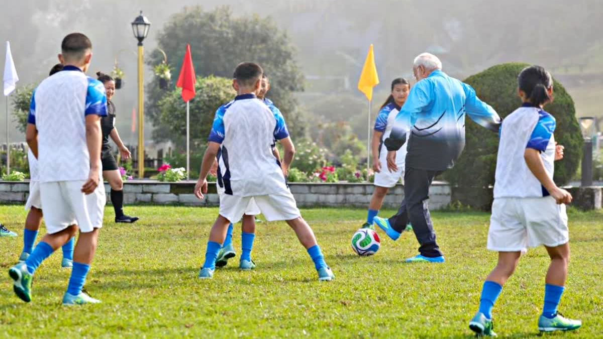 Narendra Modi play football in Gangtok