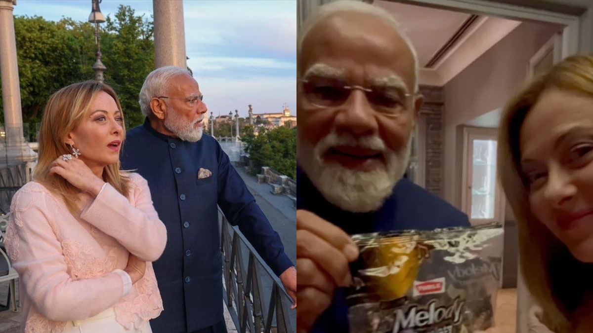 Modi gifts Melody chocolate to Giorgia Meloni