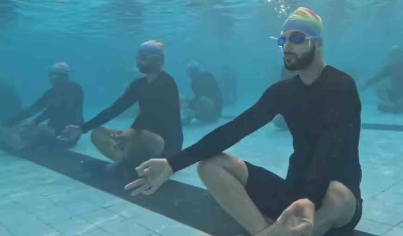 INS Satvahana conducted a unique session of Underwater Yoga