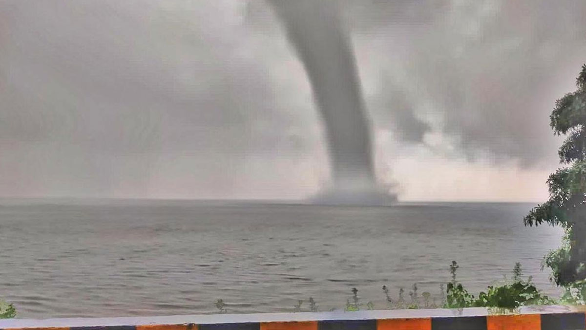 Rare double waterspout spotted in Sagar West Bengal