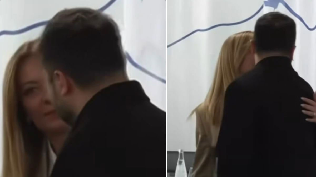 zelensky tries to kiss giorgia meloni