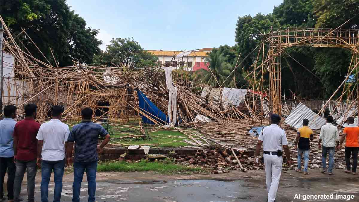 Kolkata deshapriya-park-durga-puja-pandal-demolished-dispute