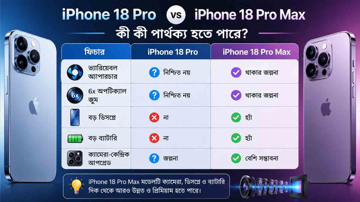 iphone 18 pro max vs iphone 18 pro camera and zoom