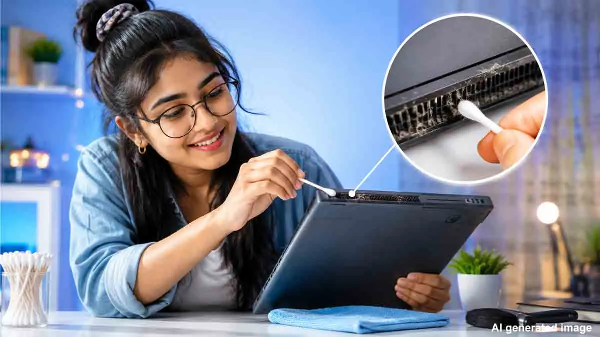 laptop-cleaning-with-cotton-bud-dust-keyboard-vents