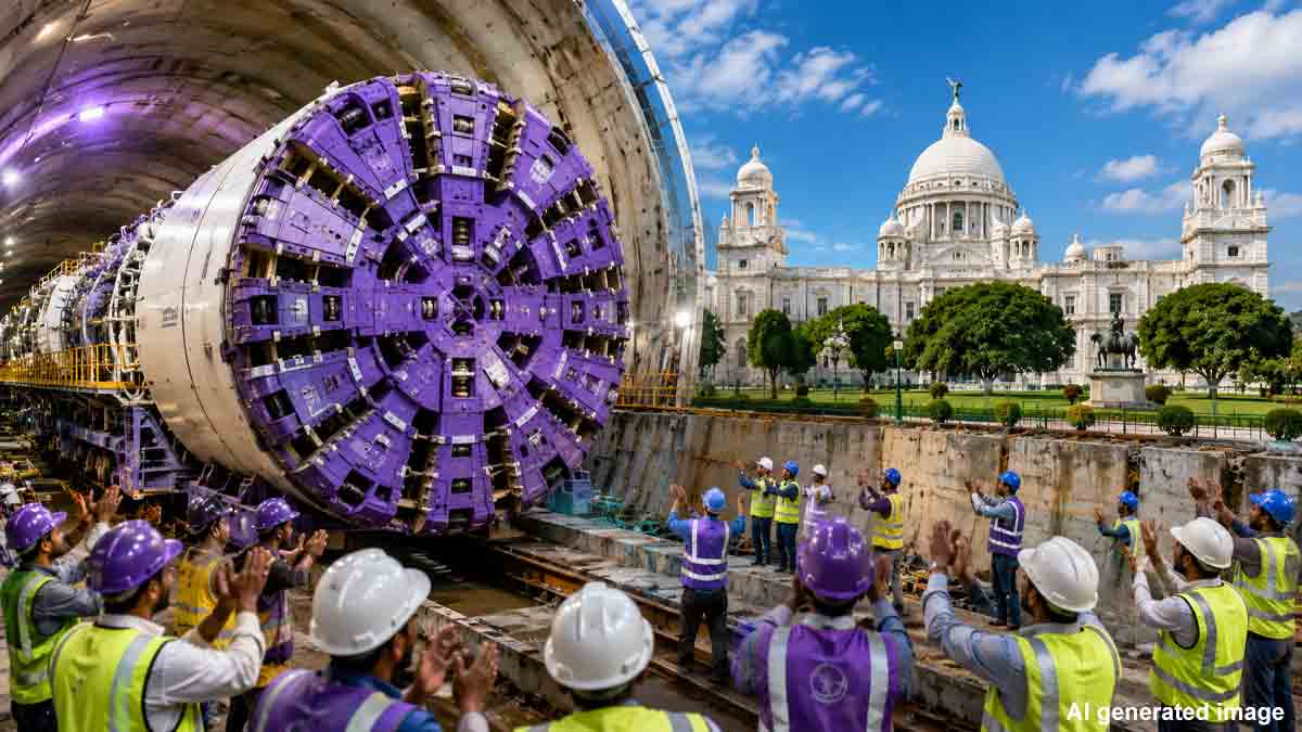 purple-line-Kolkata Metro-tbm-divya-reaches-victoria-Memorial