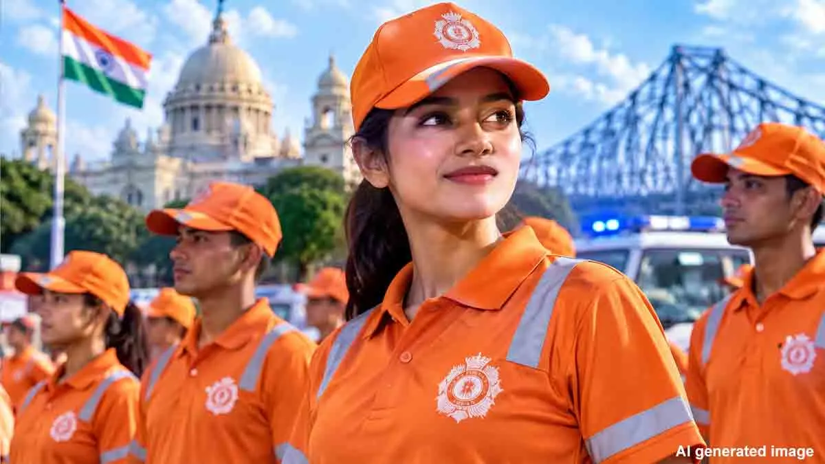 kolkata-police-saffron-uniform-20000-volunteers-durga-puja-2026