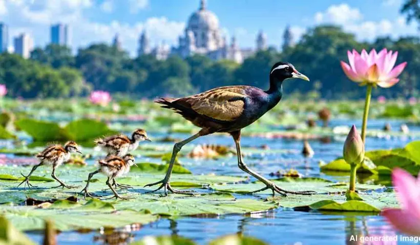 rabindra-sarobar-aquatic-birds-with-chicks-kmda-stops-padma-pukur-cleaning